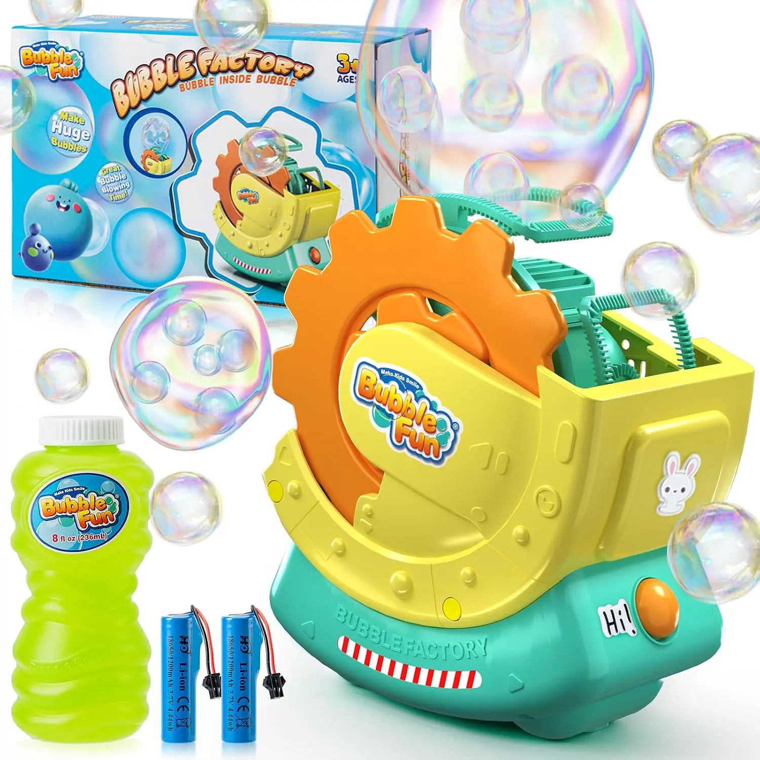 Rechargeable Bubble Machine for Kids Large Bubbles with Bubble-in-Bubble