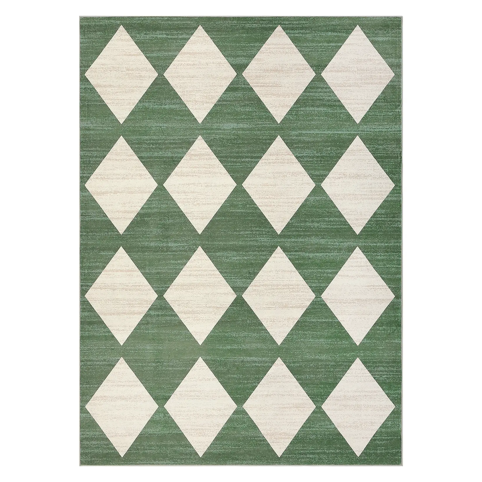 8 x 10 ft Polyester Green Rectangular Low Pile Area Rug, Modern Geometric Diamond Print Contemporary Home Decor Rug, Machine Washable for Living Room, Bedroom, Contemporary Rugs, Home Decor Rugs