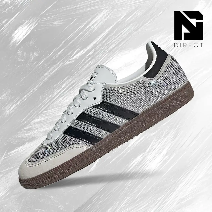 Adidas Samba OG Rhinestone Crystal White Silver – Women's Lifestyle Sneakers–Shoes For Woman-Vintage - Autumn & Winter & Spring & Summer-Inspired Running Shoes, Shock-Absorbing Comfort, Gym To Streetwear Casual Wear -Back To School- back to school –IH9055
