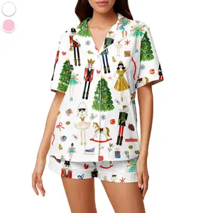 Nutcracker Christmas Pajamas Set, Holiday Ballet Sleepwear, Festive Tree & Toy Soldier PJs, Cute Xmas Pajama Outfit for Women