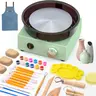 Clay Texture Pottery Wheel Mini Kit - 6 Inches Turntable, 2-Way Rotation, Metal Frame, Removable Splash Tray, 18PCS Sculpting Tools, Beginner-Friendly Setup, 6" Mini Creations, Full DIY Kit for Kids & Beginners, DealsForYouDays