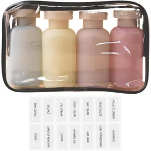 3.4oz Travel Shampoo Bottle with Flip Cap, Leak Proof Plastic Squeeze Bottles,  Empty Travel Shampoo and Conditioner Bottles for , Lotion, Foundation, Conditioner (Garden Series, 4 count)