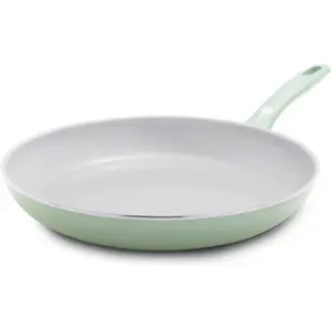 GreenPan Dover 12" Frying Pan Skillet, Non-Toxic PFAS-Free Ceramic Nonstick Coating, Sear Saute Fry Egg Omlete, Dishwasher & Oven Safe, Stay Cool Handle, Easy Pour Rims, Pastel Green