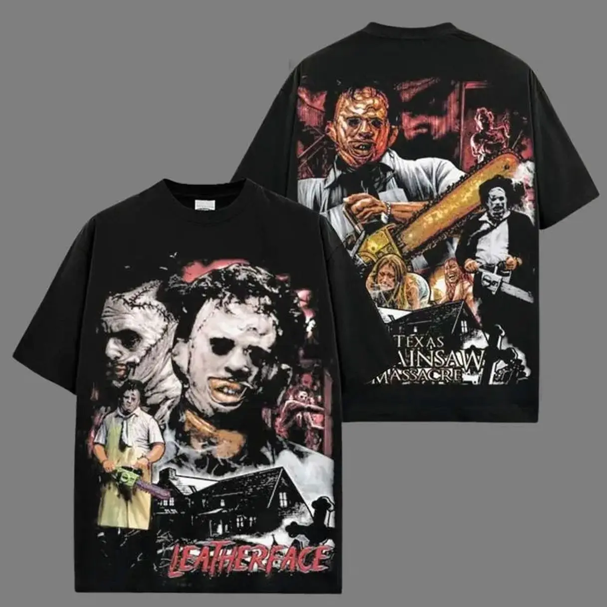 Retro Leatherface The Texas Chain Saw Massacre Movie Heavyweight Acid Washed 100% Cotton T-Shirt, 80s Horror Movie Character Halloween Tee, Horror Icon Outfit, Spooky Halloween T-Shirt, Gift For Horror Movie Fans Z83
