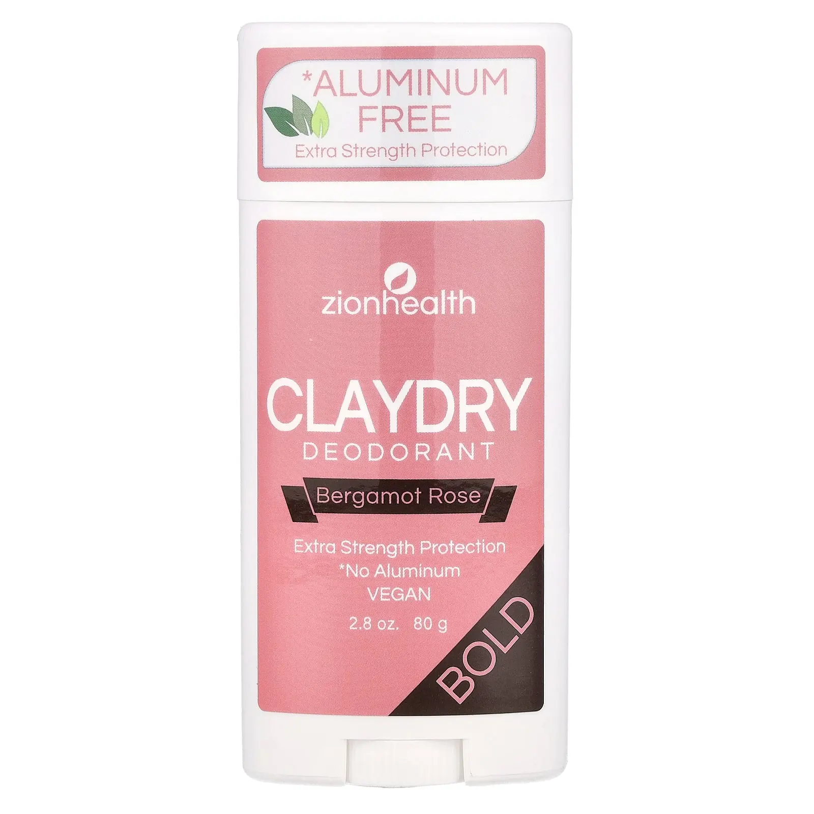 Zion Health Bold, ClayDry Deodorant, Bergamot Rose, 2.8 oz (80 g)
