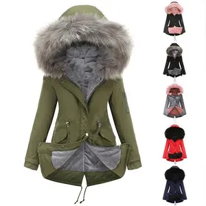 Women's winter warm coat, thickened waterproof fleece-lined parka, oversized military-style windbreaker, hooded padded jacket, double-layer padded jacket��gift��