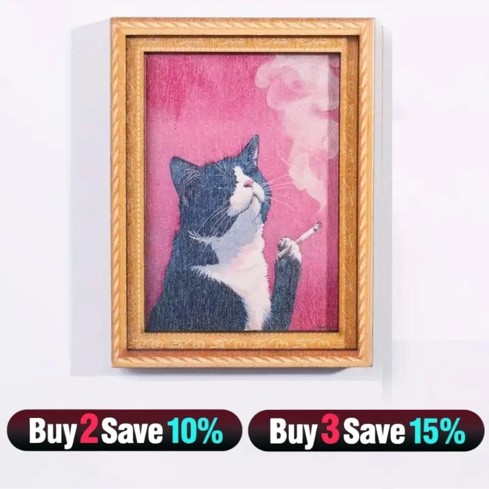 Tuxedo Cat (Pink Bg)
