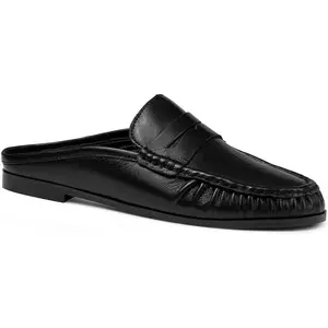Women’s Genuine Leather Mule Loafers Slip On, Classic Penny Backless Flats, Comfortable Lightweight Shoes for Work Travel