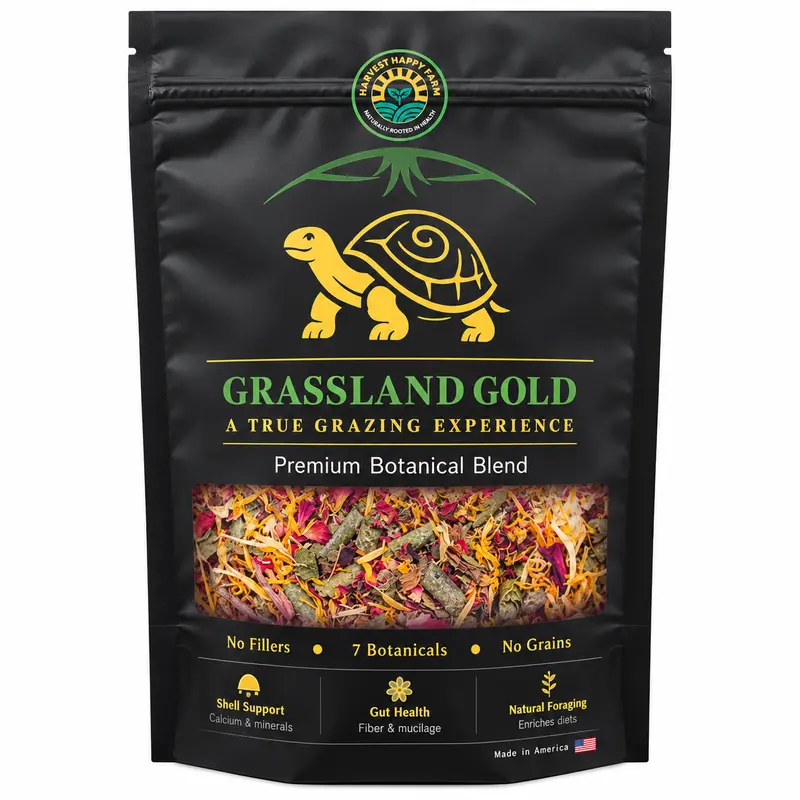 Grassland Gold Tortoise Food Natural High Fiber Hibiscus Blend for Sulcata Leopard Tortoises Hydrates 3x its Weight Supports Digestion and Shell Health