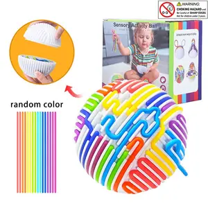 Colorful Stress Relief Ball Toy, 1 Set Including 1 Count Detachable Ball & 16pcs 8 Colors Silicone Ropes, Sensory Activity Ball for  Birthday & Holiday Gifts