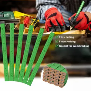 Flat building pencils with printed rulers, wooden graphite for carpentry marking tools, drawing pencils, Art Drafting Pencils, printed measurement marks, high-quality pencils, drawing instruments, artists, DIY enthusiasts