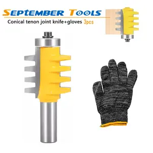 3pc 6.35mm 12.7mm 1/2 1/4 Shank Conical Tooth Tenon Cutter Woodworking Milling Cutter Multi Tooth Panel Cutter