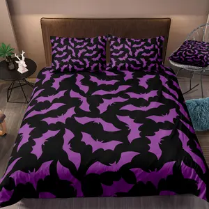 Bat Pattern Bedding Set, Including 1 Count Quilt Cover & 2 Counts Pillowcase without Filler, Soft Comfortable Bedding Set for Home Bedroom, Modern Bedding Set