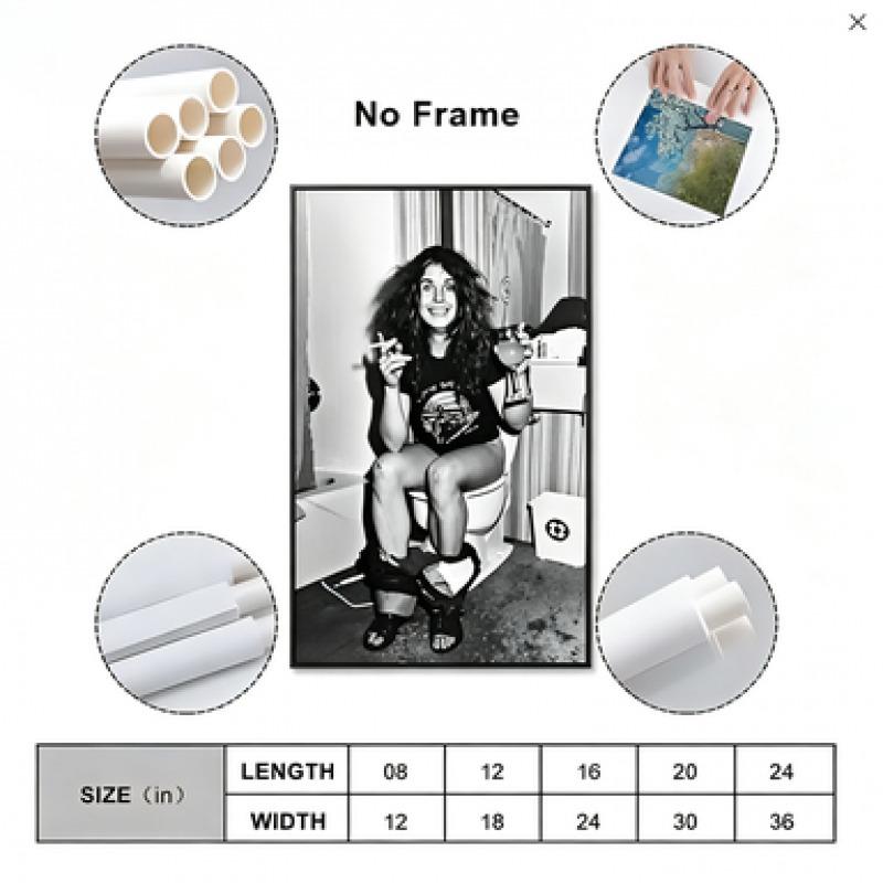 Funny Retro Rock Bathroom Poster, Vintage Music Lover Wall Art, Black & White Chaos Print for Man Cave, Bathroom or Game Room Décor fine toilet