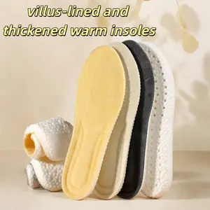 2 Pairs Unisex Winter Warm Fleece Insoles - Odor Resistant, Sweat Absorbent, PU Material, Ideal for Sneakers