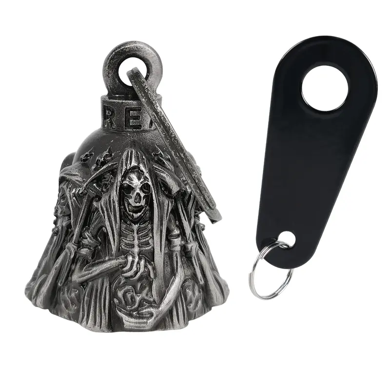 Dream Apparel Skeleton Bell, Christmas/Halloween Bell, Gremlin/Guardian Motorcycle Bell/Motorcycle Key Chain For Women Men W/Hanger Biker, Bell For Riders, Good Luck Riding Bell SpiritBell Moto Accessories