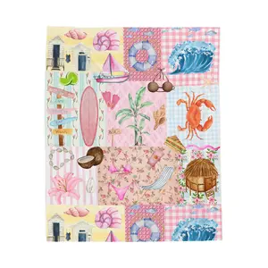 Velveteen Blanket, Beachy Throw, Coastal Decor, Soft Blanket, Nautical Bedding, Ocean Inspired Gift, Home Accent