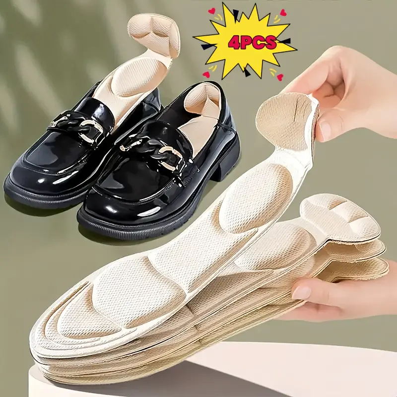 4 Pairs  Foam Shoe Inserts, Breathable Shock Absorbing Anti Slip Cushioned Insoles, Cuttable Pain Relief Foot Pads For Loafers Heels Boots Sneakers Daily Walking