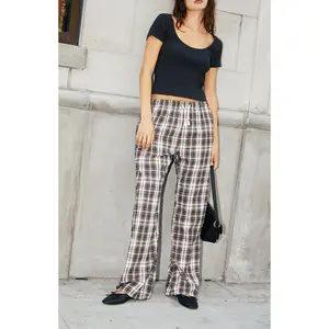 John Galt Women's Brown Plaid Anastasia Sweatpants