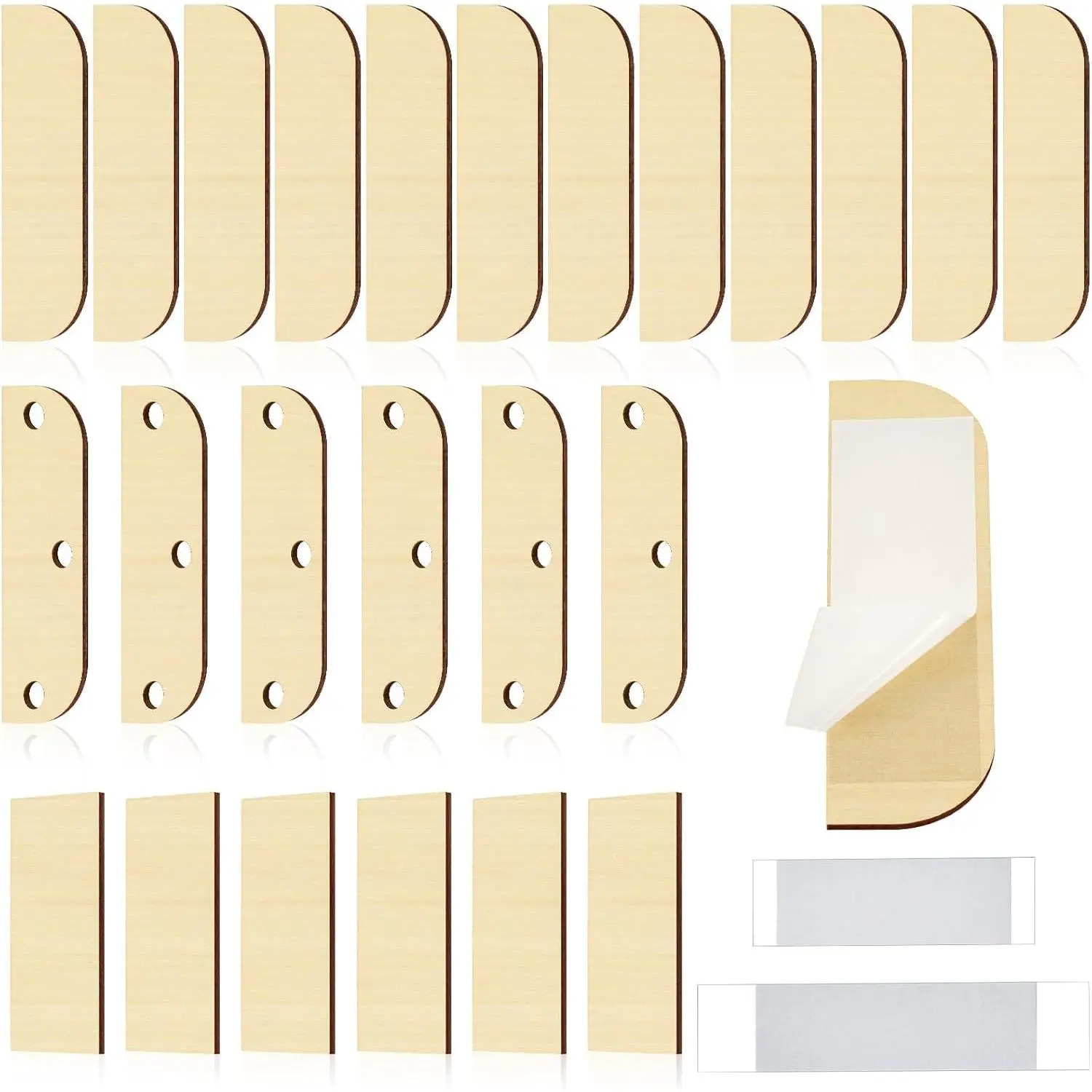 24 Set 3. 5 Inch Hinge Repair Wooden Plate Door Hole Spacers Cover Plate Hinge Filler Wood Repair Kit Door Shim Bulk Kitchen Cabinet Hinges Cabinet Blank with 56 Double Sided Tape