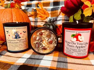 Fall Soy Wax Crystal Candle, Pumpkin Spice, Halloween Gifts, Vanilla Apple Scents, Autumnal, Spooky Season, Cozy Scents, Hand-Poured, Vegan