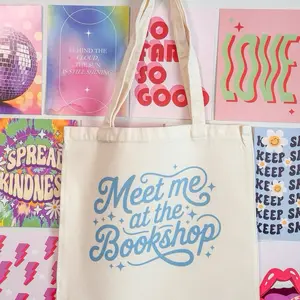 Meet Me at the Bookshop Tote Bag | BookTok Romance Reader Tote | Aesthetic Canvas Book Lover Bag