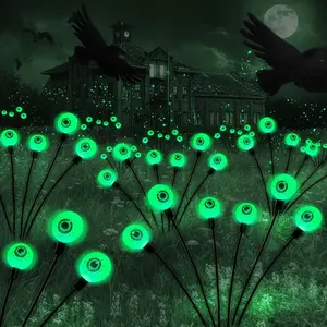 Halloween Outdoor Solar Terror Eye Light, 2 Pack, 12 LED Eyes Firefly Lights, Waterproof Solar Path Light, Garden Party Decor