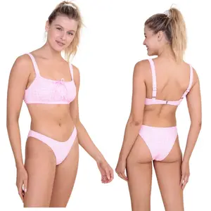 Smocked Gingham Bikini Set