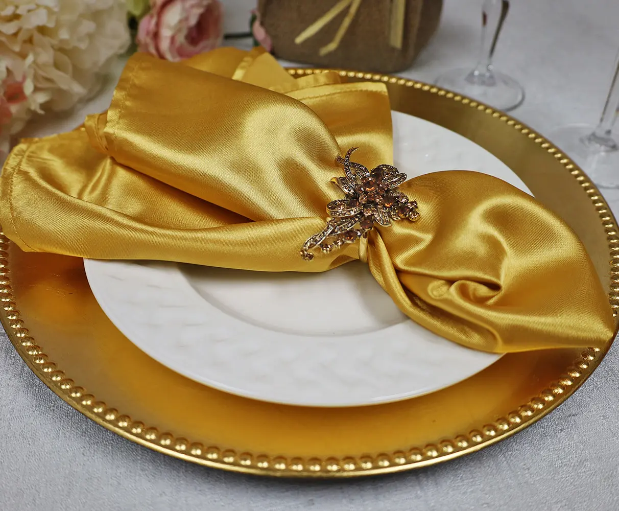 20"x20" Heavy Duty Satin Napkins - Gold (10pcs/pk)