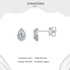 LunaStdla Teardrop Stud Earring - Water Tear Drop Zirconia Earrings for Women Men Girls Boys Unisex Sparkle&Elegant Simpler Versatile Pear-shaped Design All-Match Lightweight Earrings Suitable For Daily Wearing Jewelry Accessory