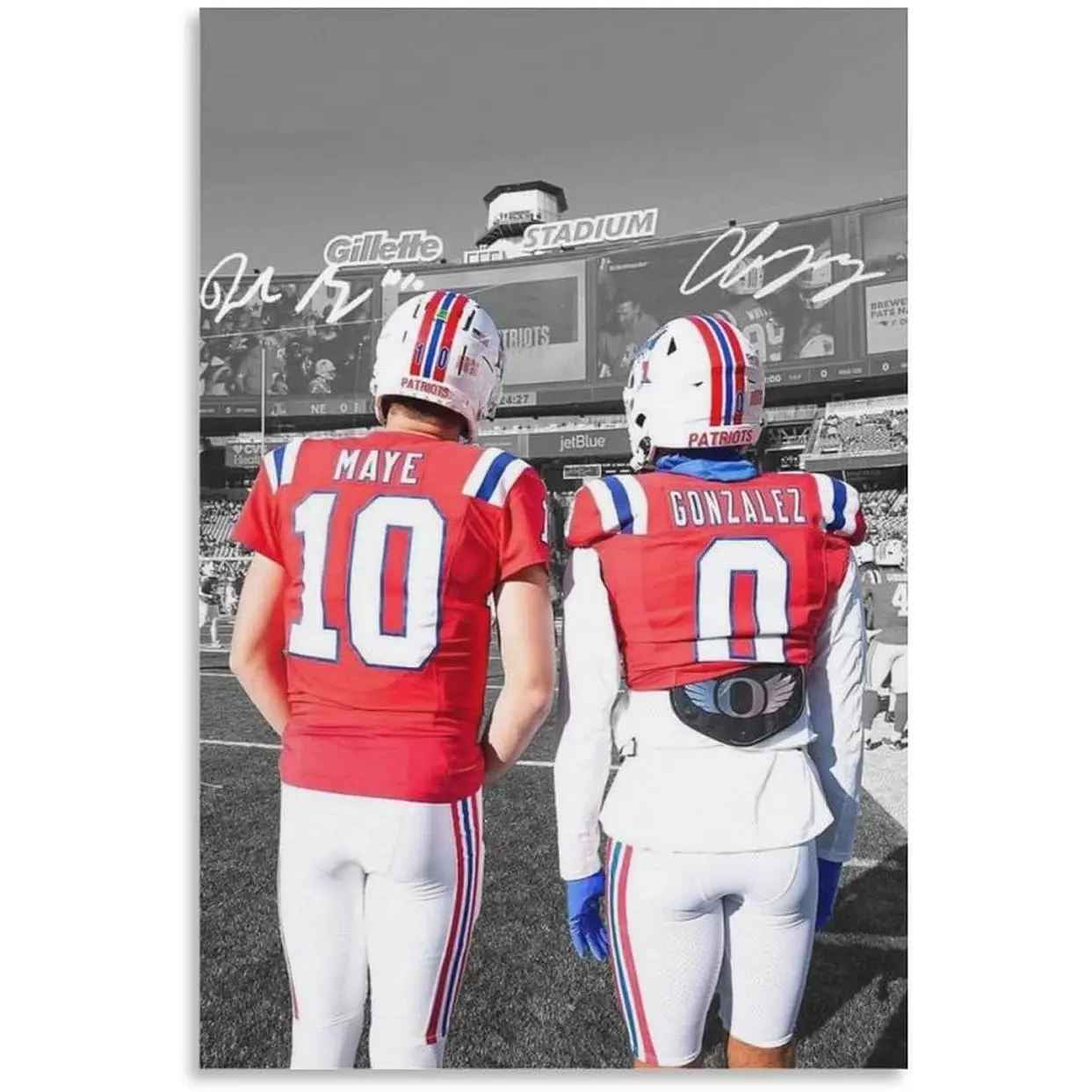Drake Maye And Christian Gonzalez Printing Canvas Poster - Hi-Res Image Wall Art with Frame, Indoor Home Decor for Room Accent