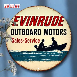 Vintage 2D Aluminum Outboard Motors Theme Wall Decor Outboard Motor Logo Aluminum Hanging Ornament Outdoor Water Sports Home Retro Style Aluminum Plaque
