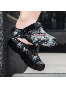 New Men's Breathable Holey Shoes, Lightweight Soft Sole Sandals, Casual Wide Fit Eva Material, All Seasons Comfort Footwear, Casual Fashion Slippers, Flip Flip Slippers