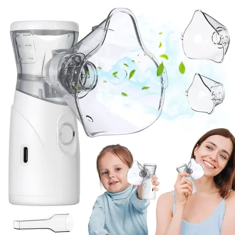 Portable Nebulizer, Nebulizer Machine for Adults and Kids, Handheld Mesh Nebulizer with 2 Adjustable Mode, Quiet Working, Auto-Cleaning, Travel and Household Use