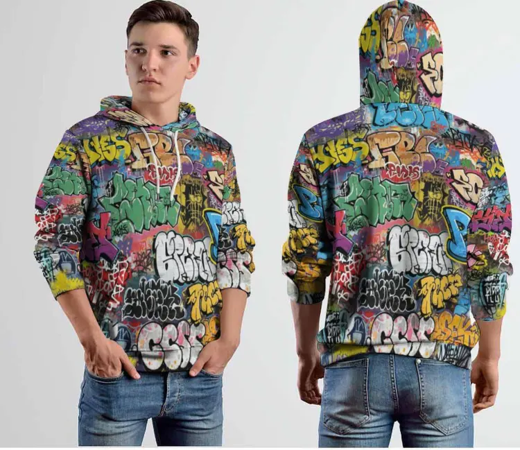 Graffiti Street Art Hoodie All Over Print | Custom Sublimation Pullover | Urban Hip Hop Sweatshirt