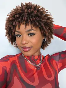 Short Afro Dreadlock Wig, Kinky Twist Braids, Afro Curly Pixie Cut Wig,  Faux Locs Synthetic Fiber, Braided Crochet Hair, Afro Wigs, for Women and Men