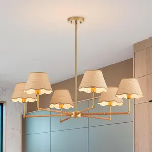 39" Boho Rattan Chandelier, 6-Lights Rustic Industrial Adjustable Pendant Lighting Fixtures for Kitchen Island Dining Living Room, UL Listed