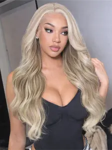 Light Mocha Brown Ombre Water Wave Wig 13x4 Lace Front Wig Mushroom Brown Ombre Wig Valentine’s Day Dating Look Free Part Wavy Synthetic Wig for Women Everyday Wear School Work Valentine’s Gift Present 28 Inch