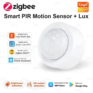 Tuya 2 in 1 Zigbee Mini PIR Motion Detector + Bright Lux Light Passive Infrared Security Burglar Alarm Sensor App Remote Control
