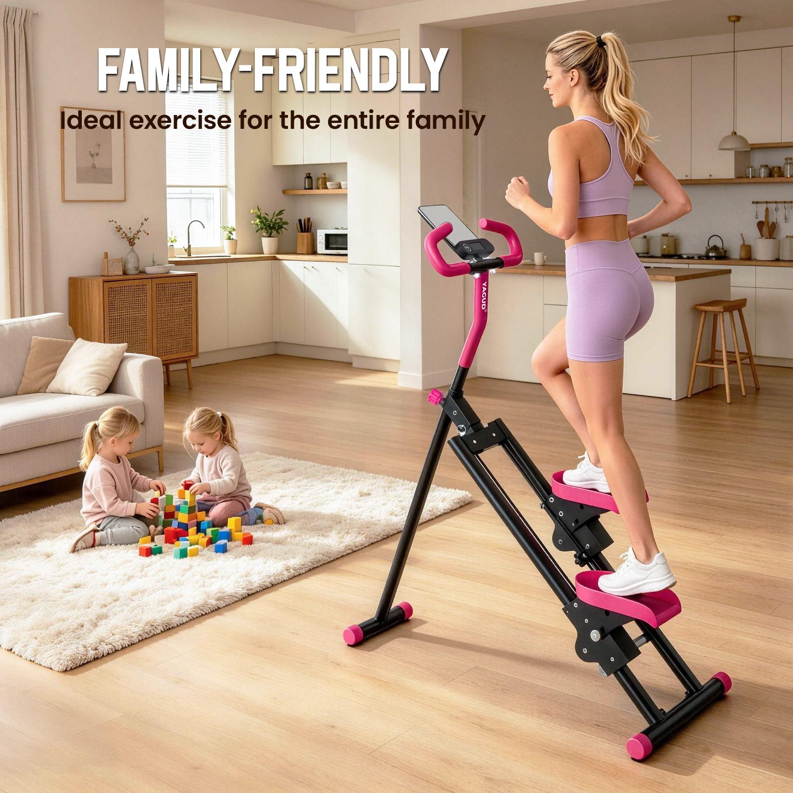 Stair Stepper with Handlebar, Extended Range Climbing Machine for Leg & Core Training, Home Workout Equipment