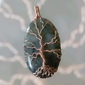Labradorite Wire Wrapped with Tree of Life in Copper