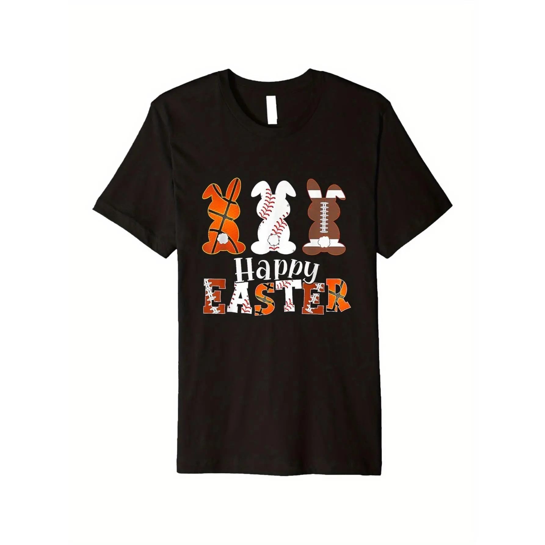 Boys' Happy Easter Rabbit Print Pure Cotton Short Sleeve Knit Top - Soft, Breathable, Medium Stretch Casual Tee with Baseball, Football, Basketball Designs, Ideal Gift for 4-5Y,5-6Y,7-8Y,11-12Y,13-14Y Youngsters