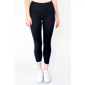 Linear Women's High Waist Seamless Leggings in Black – Tummy Control, Squat Proof Compression Fit, Ribbed Comfort Fabric, Butt-Lifting Yoga Pants, No Front Seam Workout Tights for Gym & Activewear