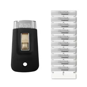 HARDWIN Ceramic Razor Blade Scraper Tool, 10Pcs Blades, No-Scratch Cleaning Remover for Stickers, Decals, Adhesive, Labels & Paint, Ideal for Glass, Car, Window, Oven Door & Caulk, Perfect Gift for Men