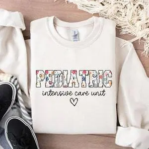 PICU Nurse Sweatshirt PICU Nurse Shirt Pediatric Nurse Sweater, Wildflowers PICU Nursing Crewneck, Pediatric Intensive Care Unit Pullover