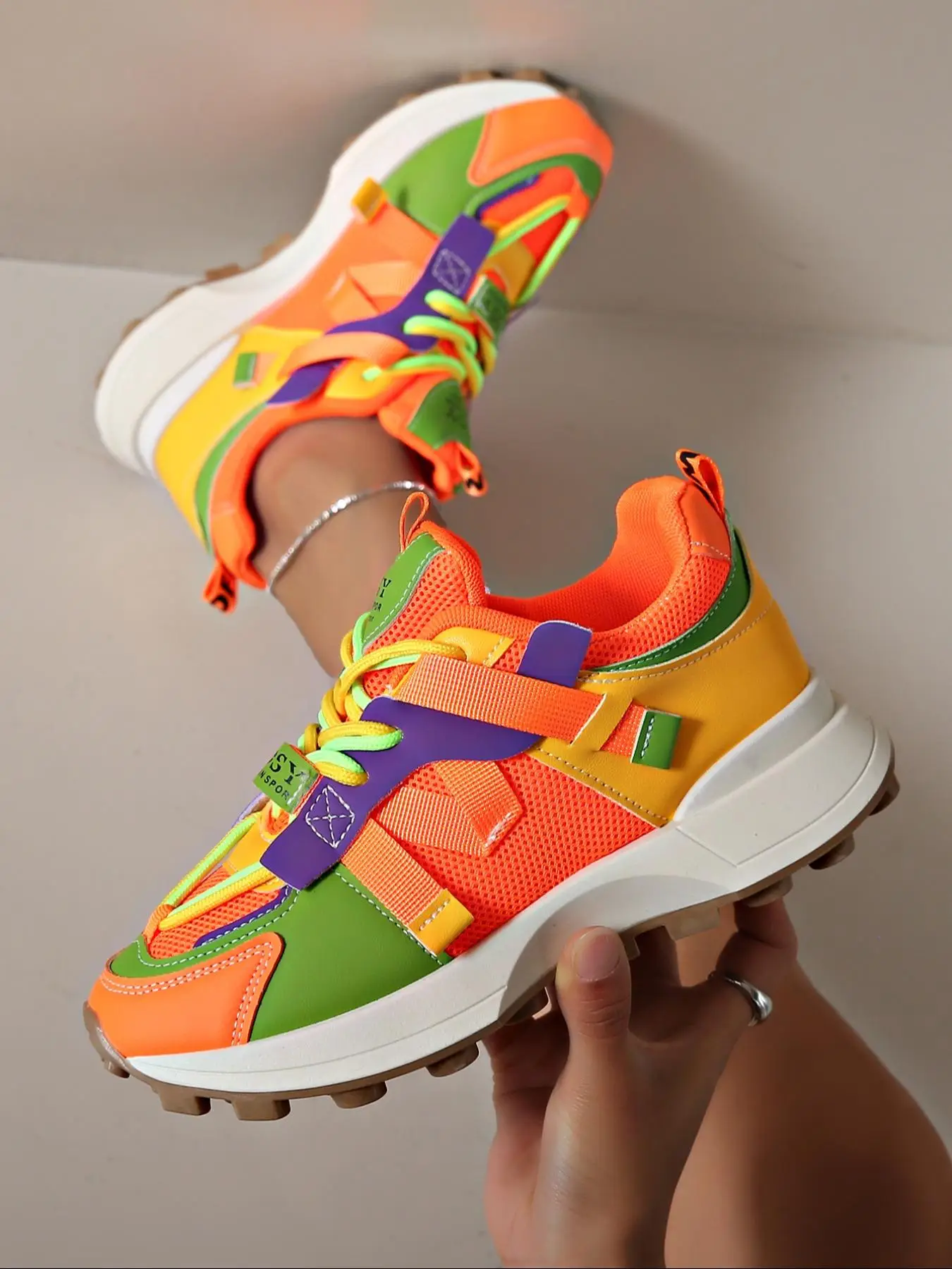 Women's Summer Patchwork Lace Up Low Top Sneakers Back To School, Casual Comfortable Sports Running Shoes, Designer Girl's Walking Shoes, Gym Shoes, F