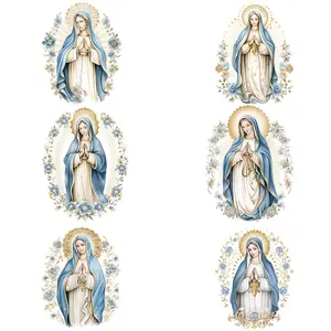 Virgin Mary Pattern Iron on DTF Transfer Sticker, 8 Counts/set Washable Heat Transfer Designs, DIY Decals for Clothes, T-shirt, Mask, Jeans, Backpack