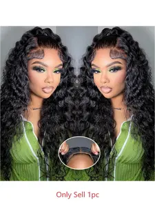Water Wave Wear and Go Glueless Wigs Human Hair Pre Plucked Pre Cut 5 x 5 HD Lace Closure Wigs 200 Density Water Wave Lace Front Human Hair Wigs for Black Women Natural Black 20 Inch