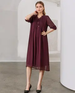 2025 Summer Party Dresses for Women Red Elegant Classy Smocked Dress with Sleeves  AF-LQ18167