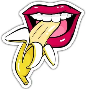 Sticker Female Sexy Glossy Lips Bite Banana Sticker for Adult Laptop Skateboard Motorcycle Car Bike Luggage Trolley Case Decoration Waterproof Decals Sticker